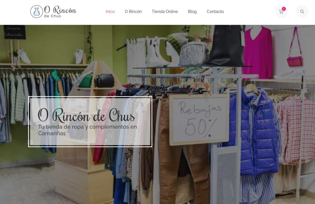 Captura de pantalla de la web de O Rincón de Chus